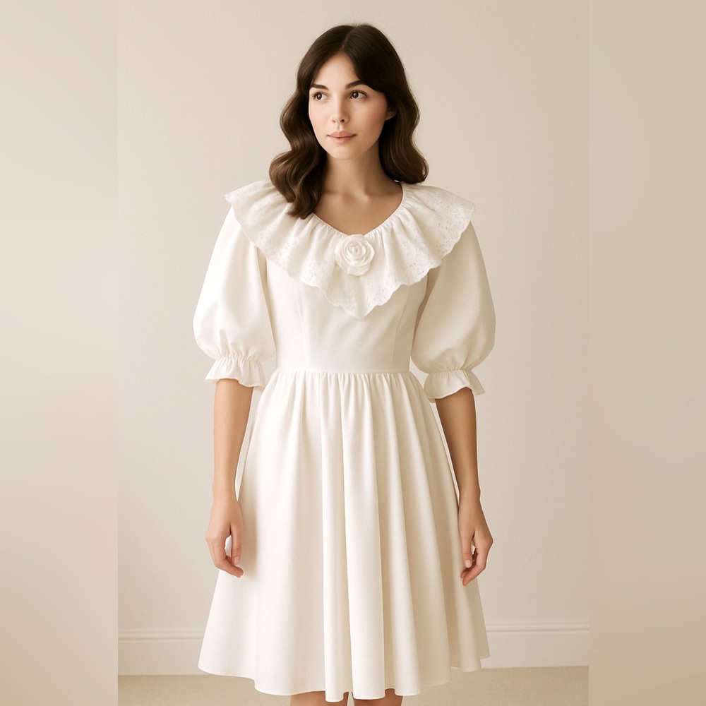 Vintage 1960s Edith Flagg Eyelet Ruffle Dress